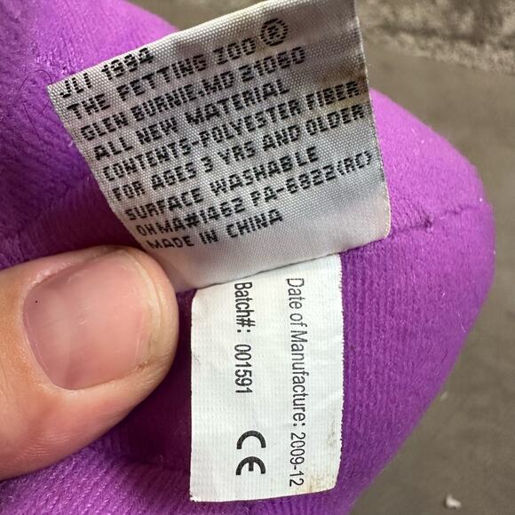 Vintage Petting Zoo Plush Duke Dinosaur Dragon Purple Yellow Standing 1994 - Picture 10 of 11